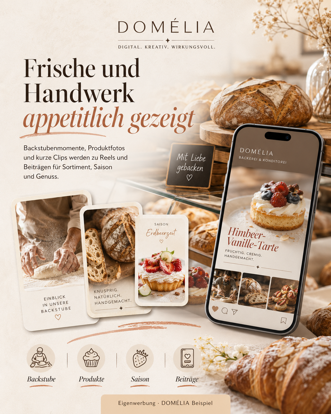 Backwaren und Sortiment einer Bäckerei