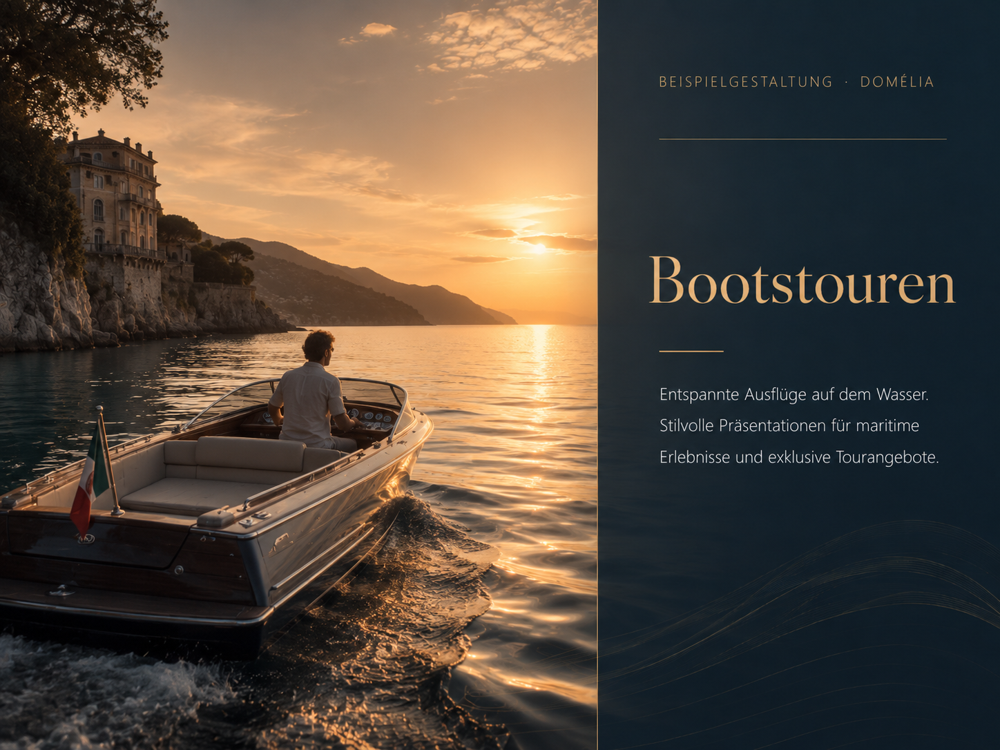 Elegante Bootstour bei warmem Abendlicht