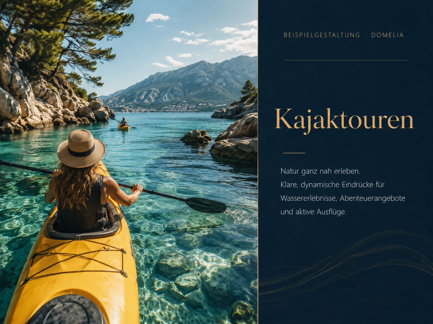 Aktive Kanu- oder Kajaktour auf klarem Wasser