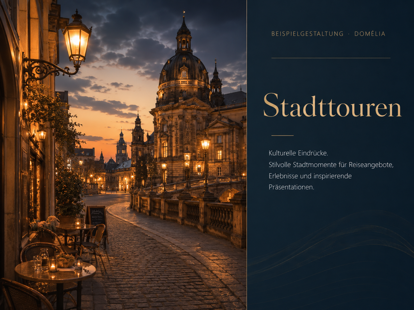 Historische Stadt bei stimmungsvoller Abendbeleuchtung