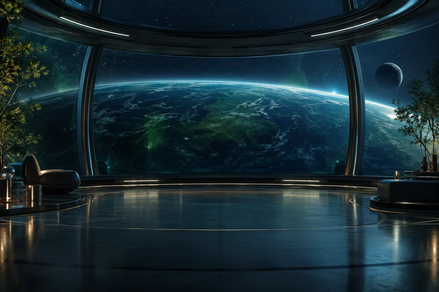Futuristische Raumstation als Hintergrund einer Streaming-Szene